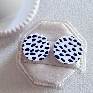 Dalmatian circle stud earrings